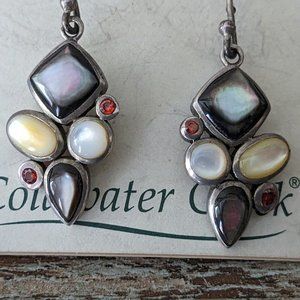 Coldwater Creek 925 Sterling Silver Cluster Inlay Genuine Stones Earrings